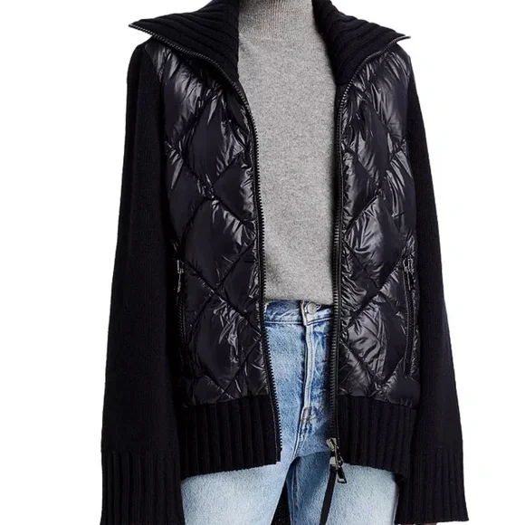 Moncler Women's Mixed Media Zip Cardigan - Size (Small) - Black - Picture 1 of 12